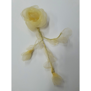 Kwiat z listkami "1" - żółto-kremowy